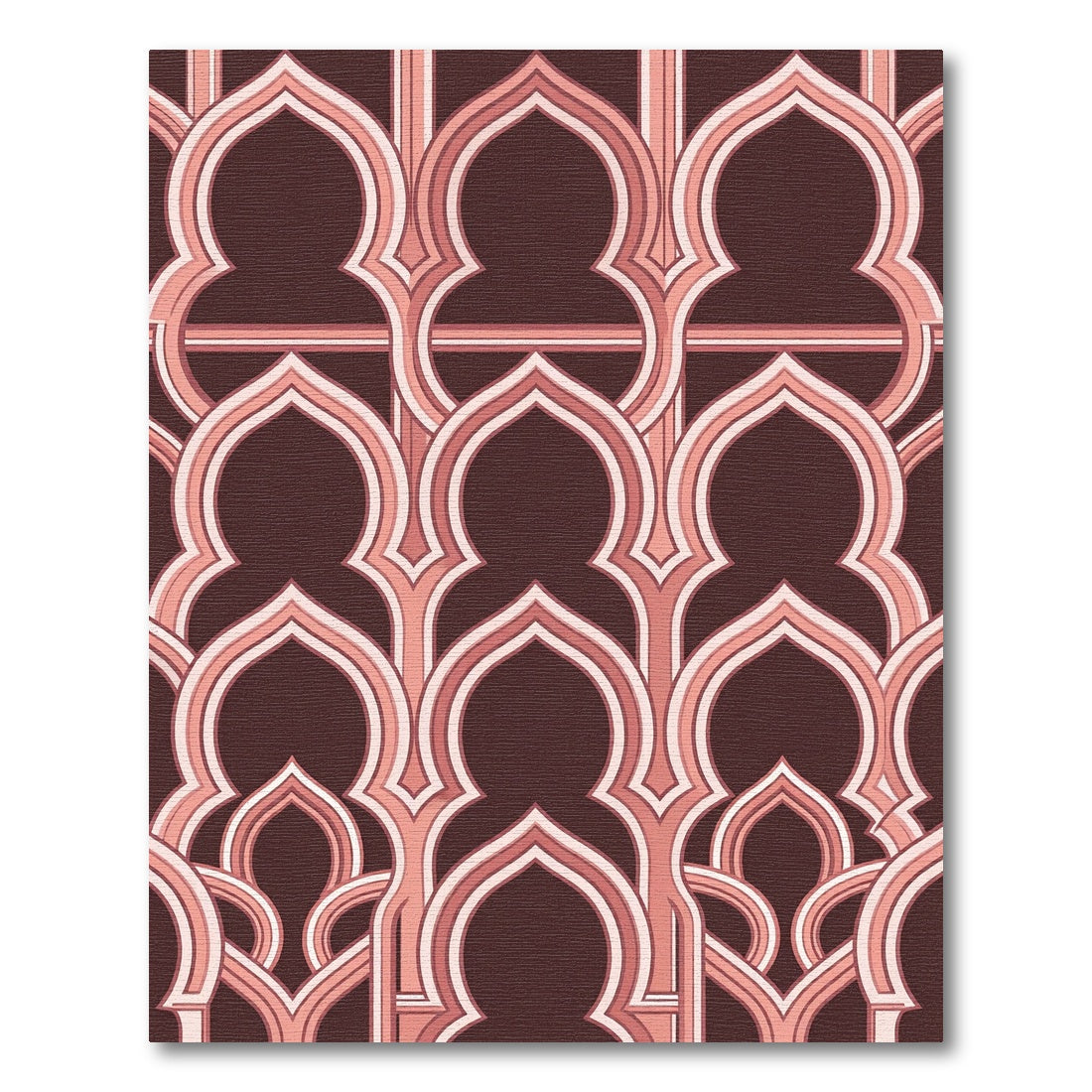 Burgundy and Blush Arched Geometric Rug