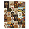 Autumn Harvest Wheat and Barn Quilt Rug