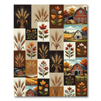 Autumn Harvest Wheat and Barn Quilt Rug