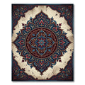 Deep Blue Crimson Floral Medallion Rug