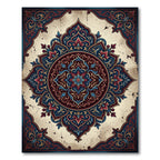 Deep Blue Crimson Floral Medallion Rug