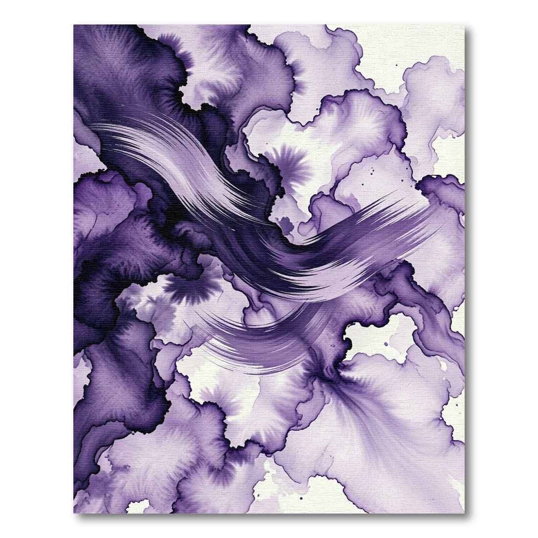 Abstract Plum Ink Wash Wave Rug