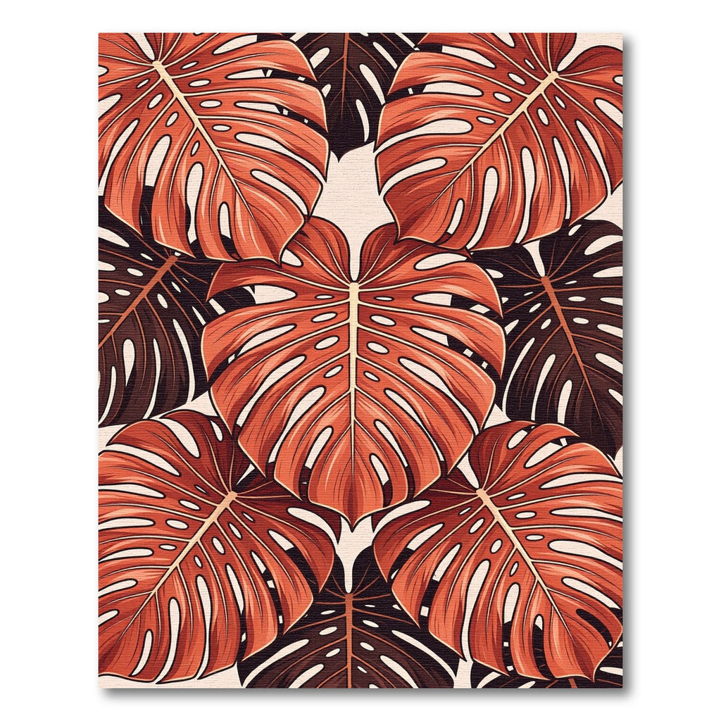 Terracotta Leafy Tropical Collage Rug