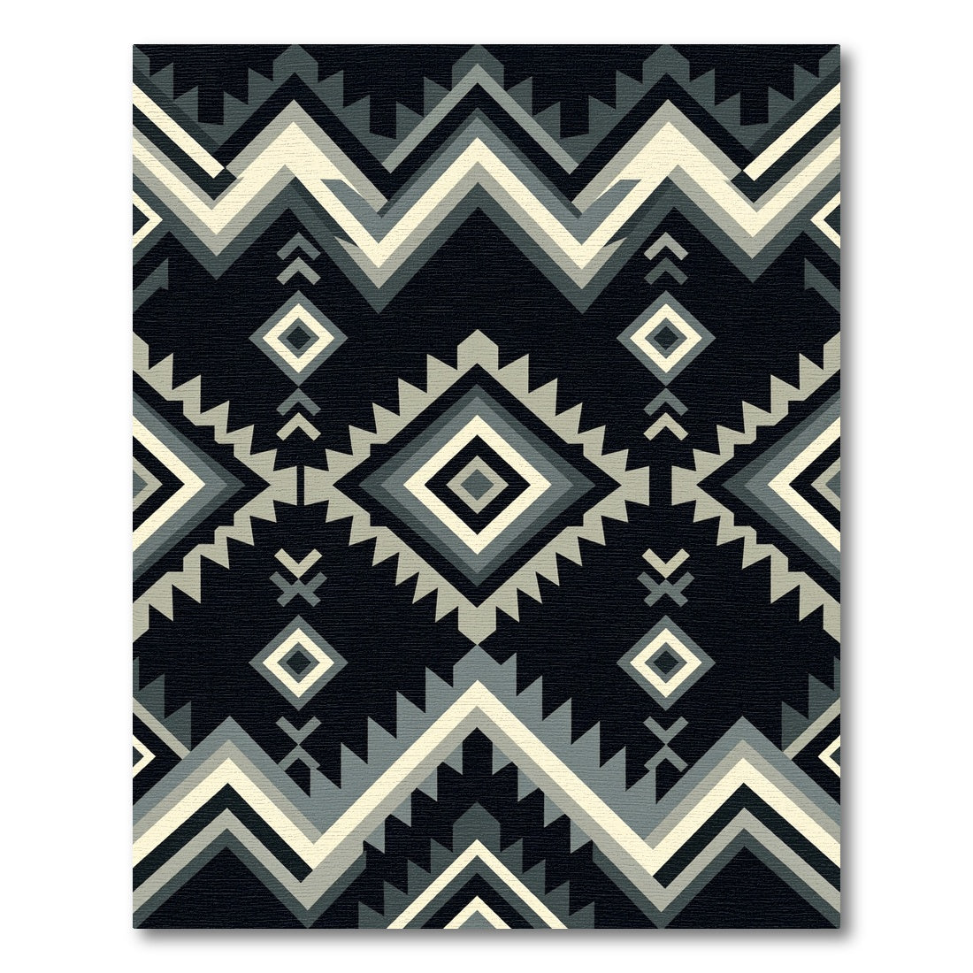 Monochromatic Tribal Diamond Chevron Rug