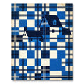 Blue Plaid Houses Abstract Rug