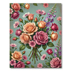 Pink Orange Rose Bouquet Arrangement Rug