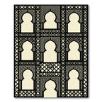 Black and Cream Geometric Arch Tapestry Rug