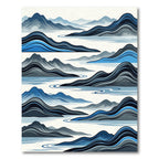 Blue Misty Mountain River Abstract Rug
