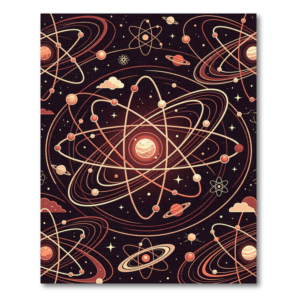 Cosmic Atomic Orbit Nebula Graphic Rug