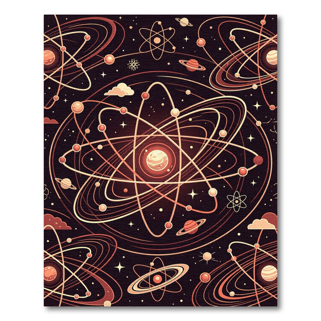 Cosmic Atomic Orbit Nebula Graphic Rug