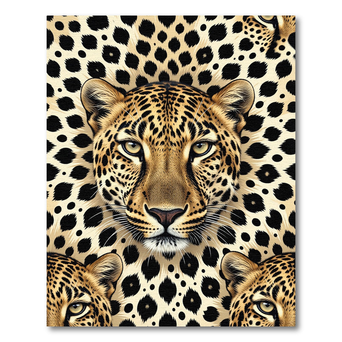 Bold Leopard Spots Wildlife Portrait Rug
