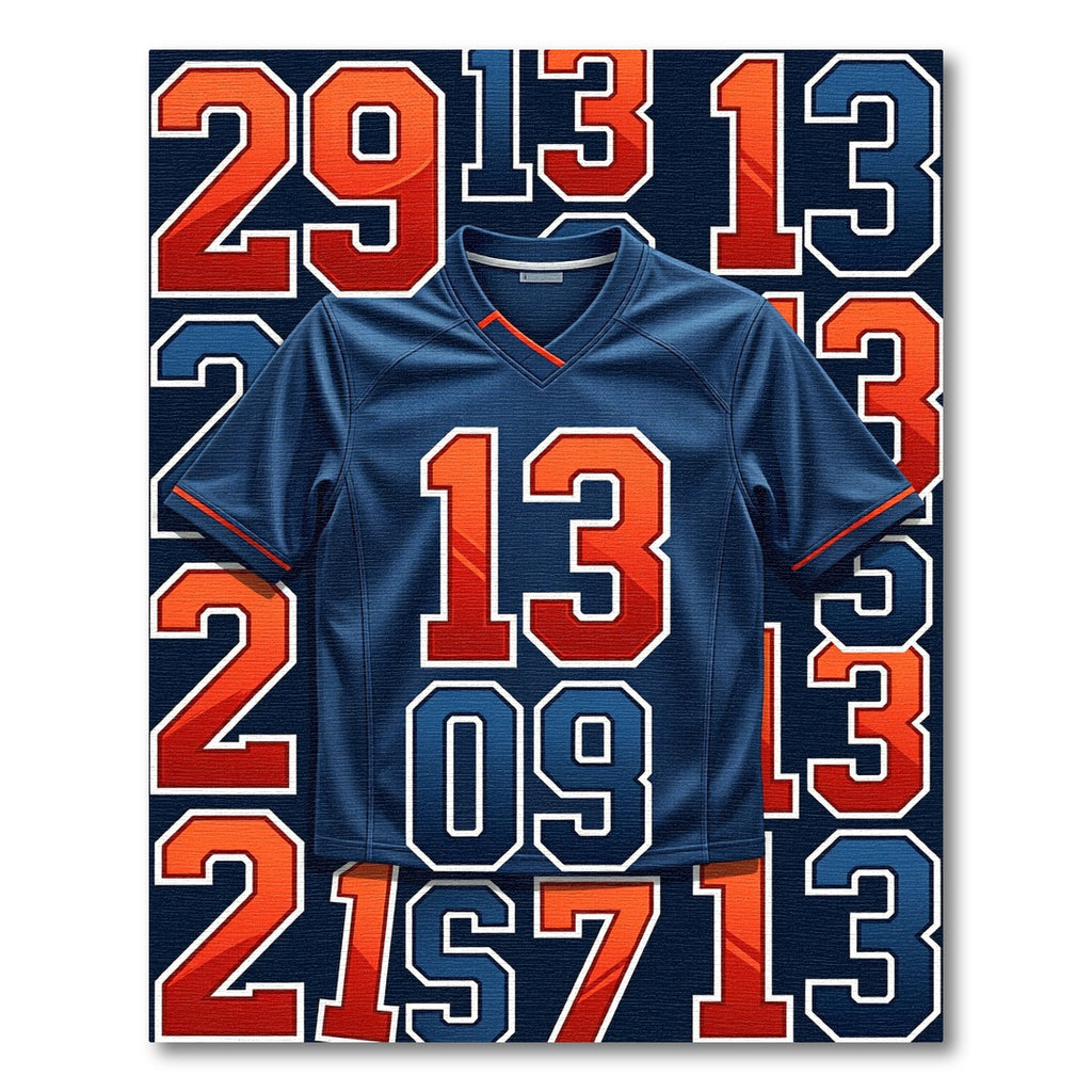 Bold Blue Orange Sports Number Rug