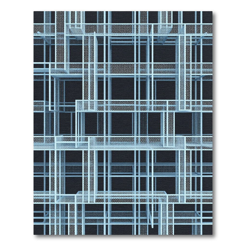 Architectural Sky Blue Grid Structural Rug