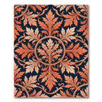 Coral Leaf Medallion Floral Navy Rug