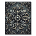 Ornate Charcoal Silver Baroque Medallion Rug