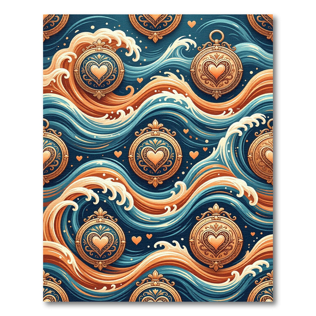 Golden Heart Medallion Waves Rug