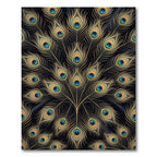 Elegant Golden Peacock Feather Luxury Rug