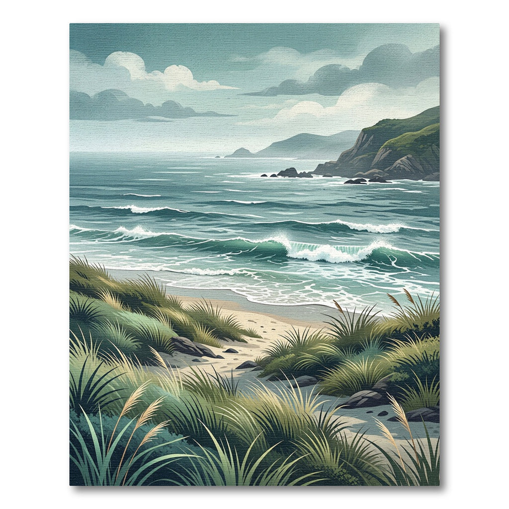 Serene Coastal Landscape Ocean View Rug