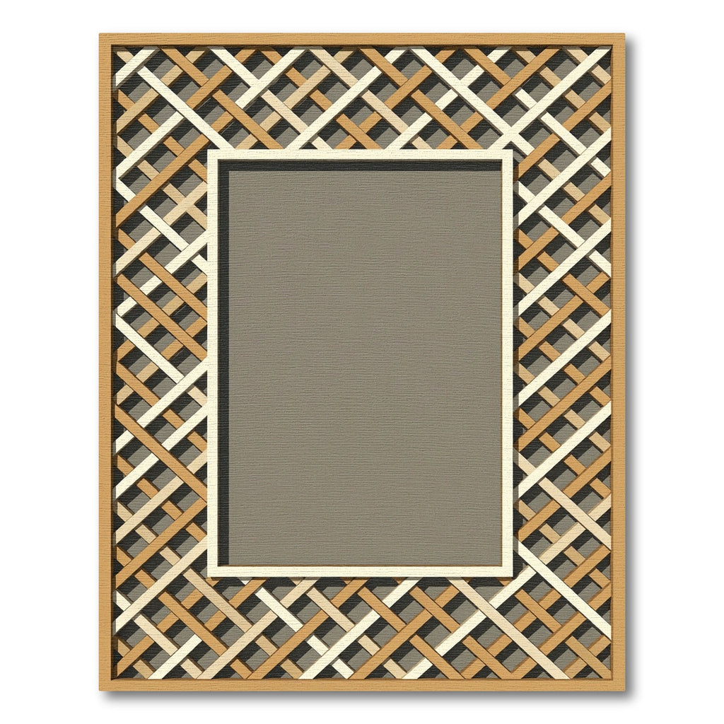 Braided Intersecting Lattice Wood Frame Rug
