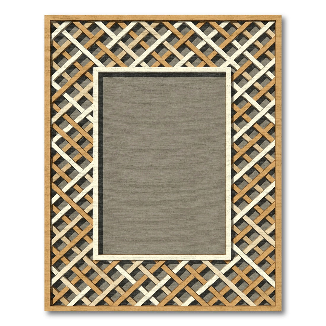 Braided Intersecting Lattice Wood Frame Rug