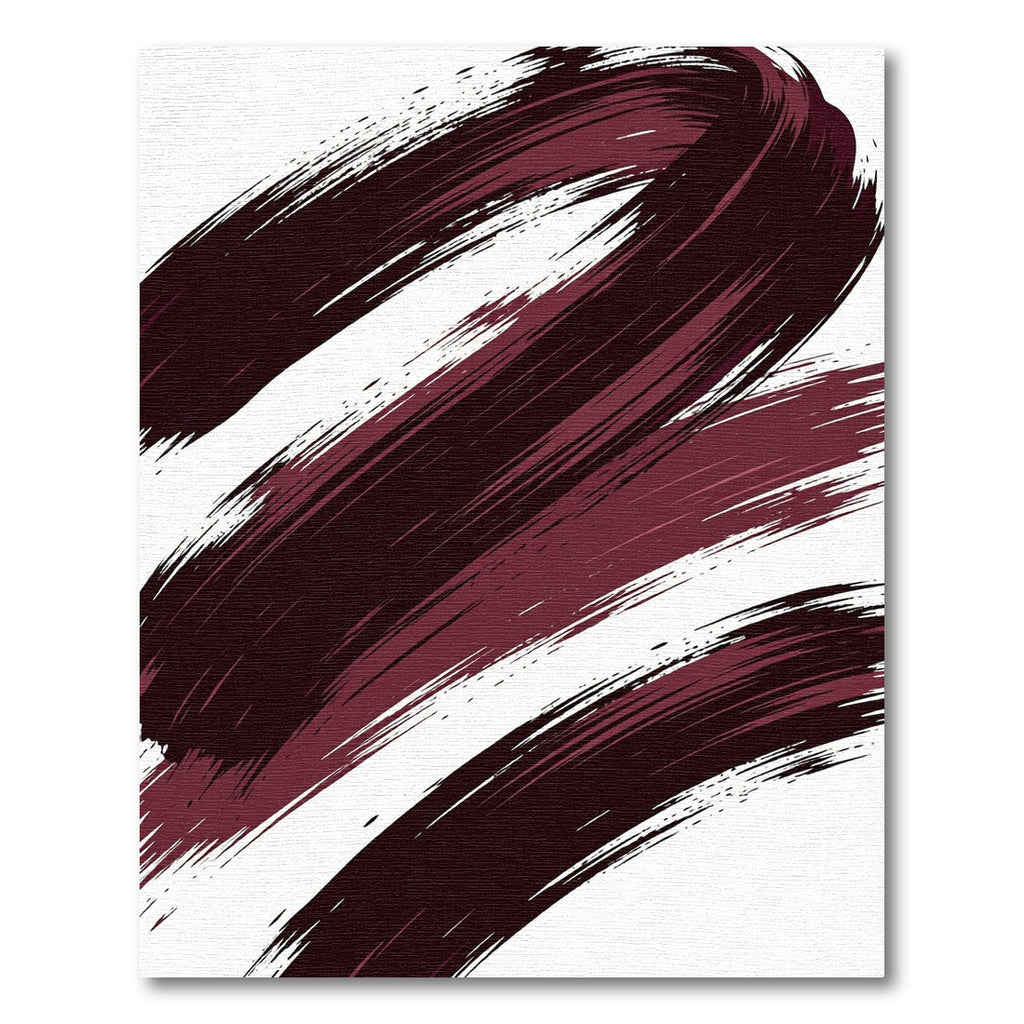 Bold Burgundy Abstract Ink Stroke Rug