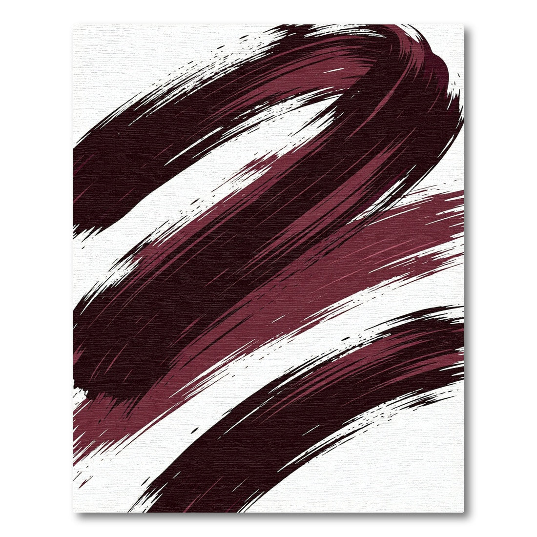 Bold Burgundy Abstract Ink Stroke Rug