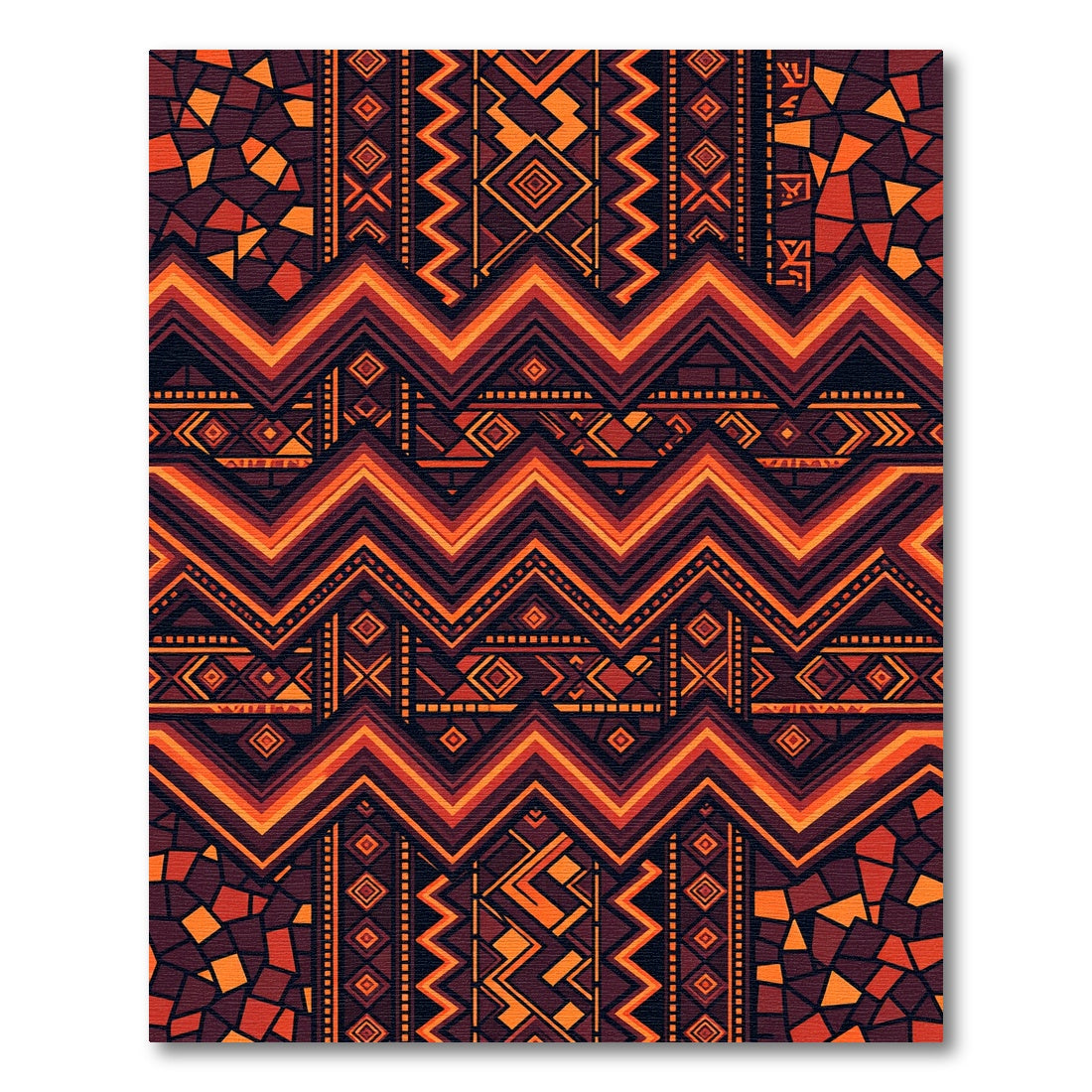 Geometric Amber Zigzag Tribal Tapestry Rug