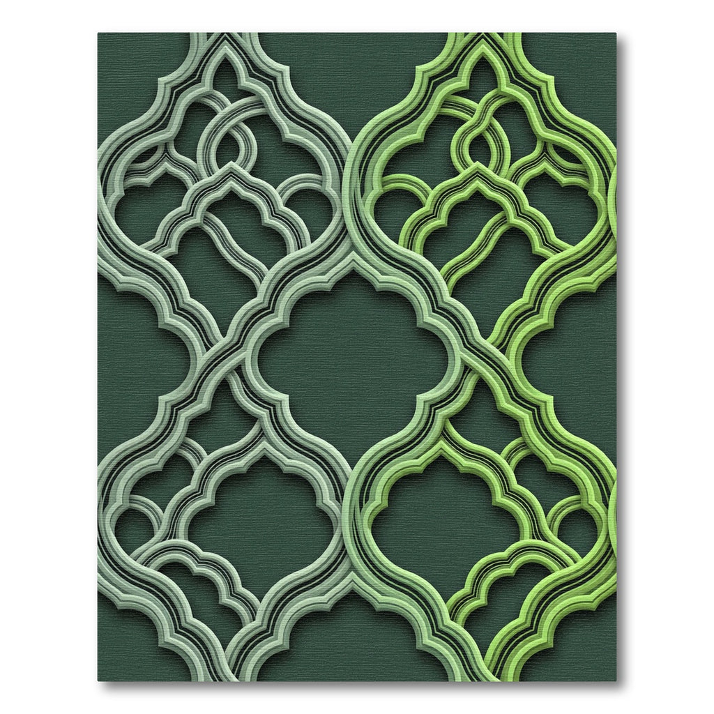 Intricate Green Arabesque Lattice Rug