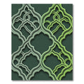 Intricate Green Arabesque Lattice Rug