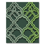 Intricate Green Arabesque Lattice Rug