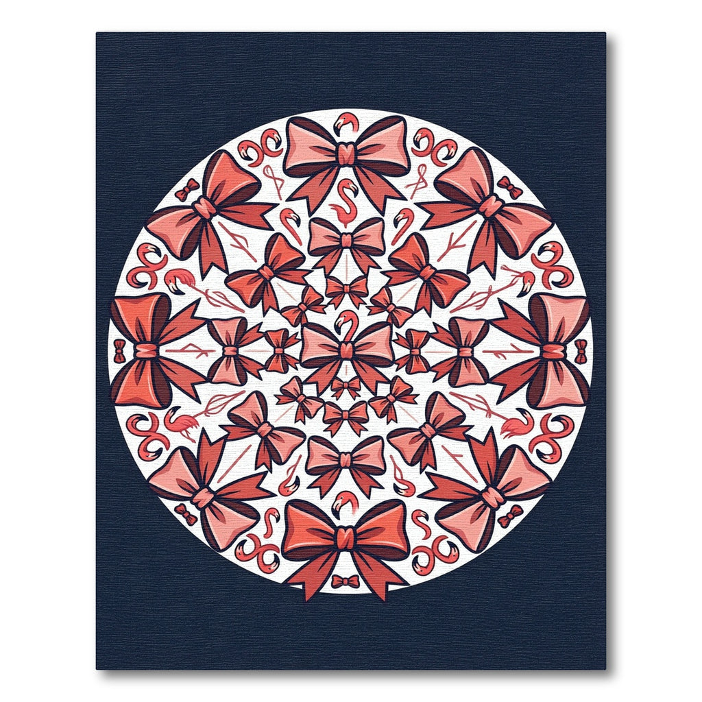 Coral Pink Flamingo Bow Mandala Rug