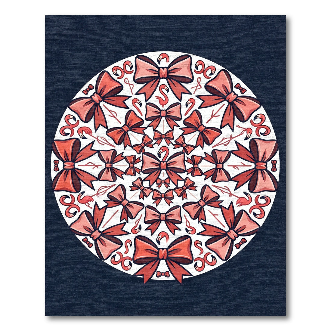 Coral Pink Flamingo Bow Mandala Rug