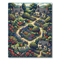 Enchanted Pastoral Orchard Garden Scene Rug