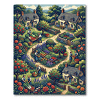 Enchanted Pastoral Orchard Garden Scene Rug