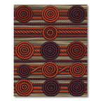 Orange Brown Spiral Rope Medallion Rug