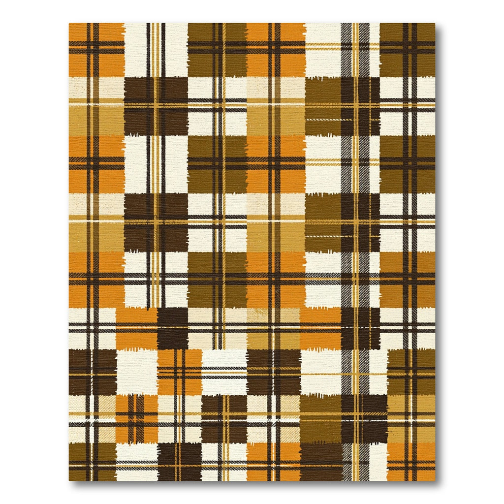 Autumn Golden Brown Plaid Grid Rug