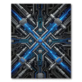Cybernetic Circuitry Blue Metal Symmetry Rug