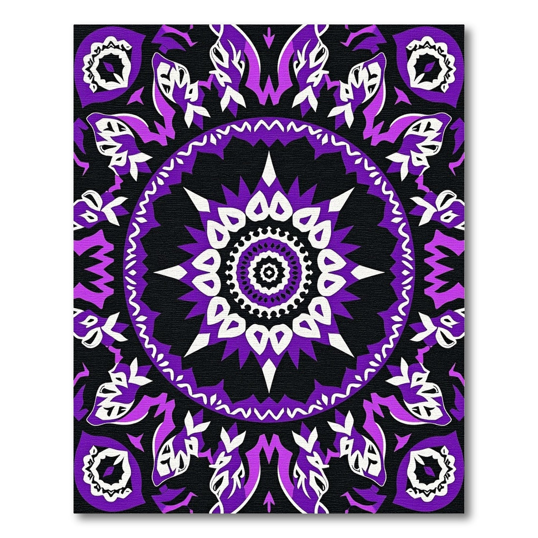 Vibrant Purple Black Medallion Mandala Rug