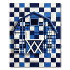 Modern Blue Plaid Checkered Barn Rug