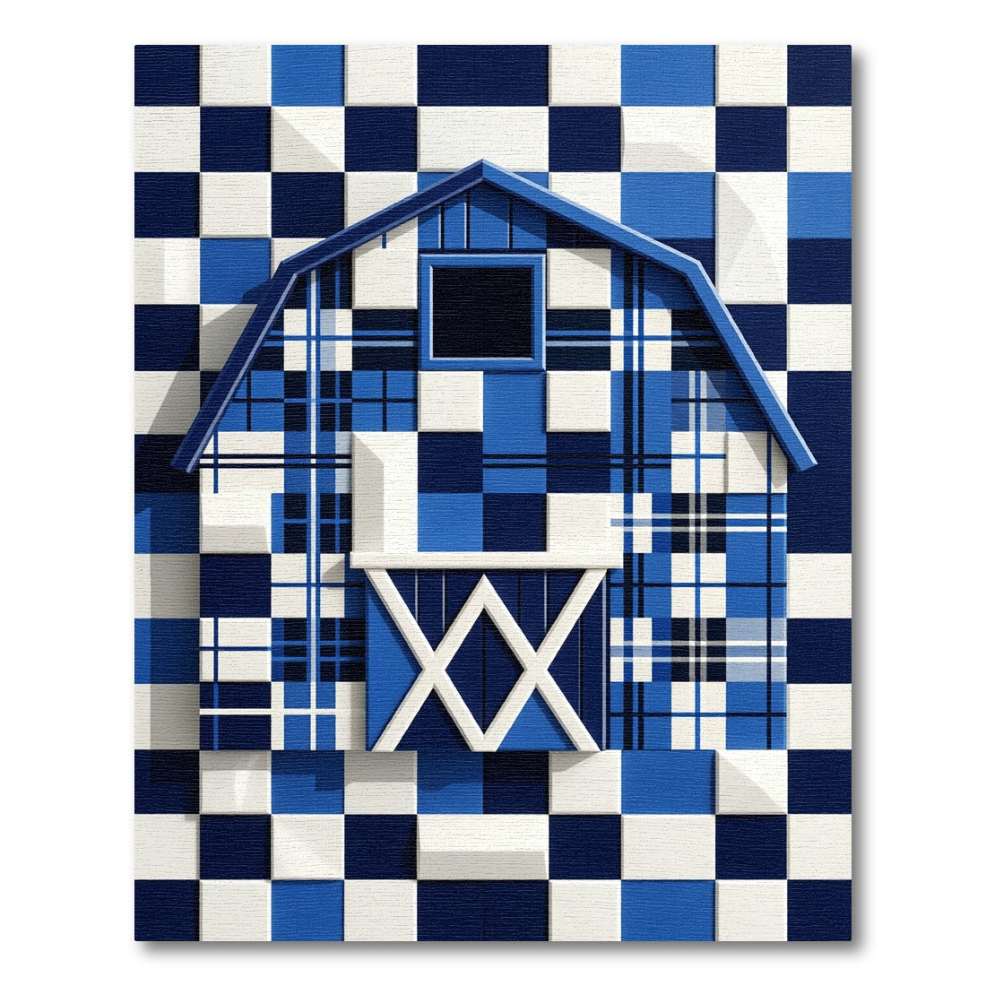 Modern Blue Plaid Checkered Barn Rug