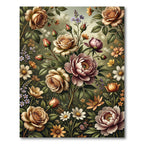 Vintage Romantic Rose Peony Bouquet Rug
