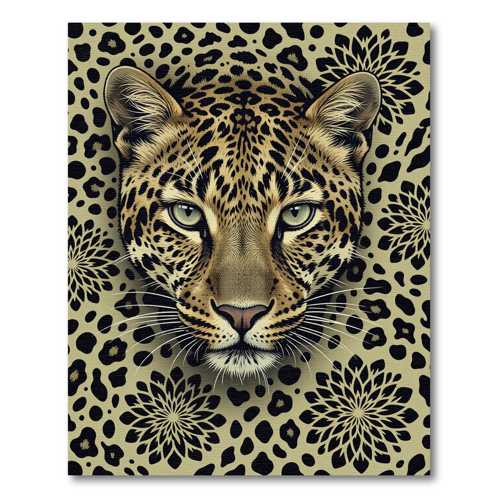 Golden Leopard Wild Flower Medallion Rug