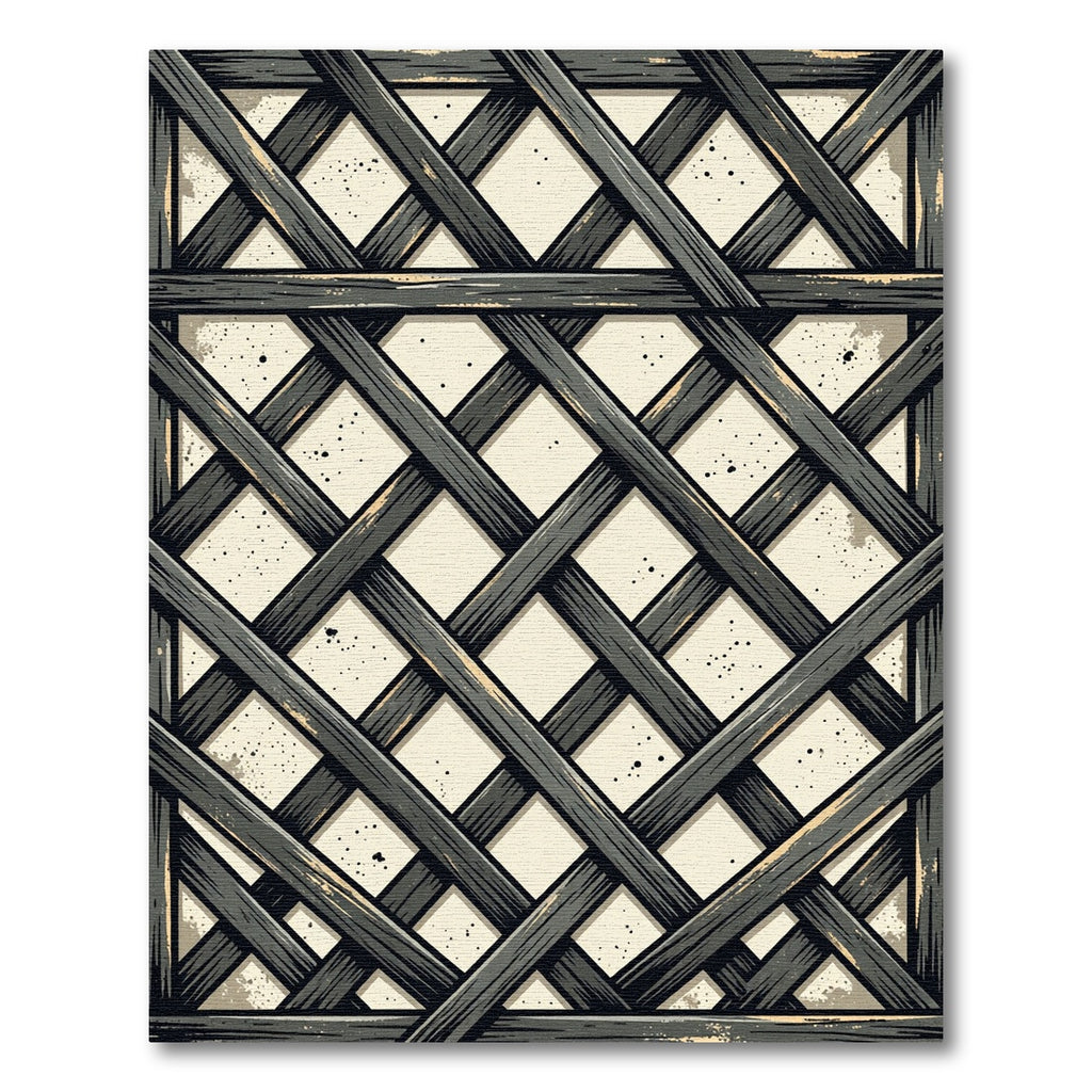 Charcoal Gray Woven Lattice Grid Rug