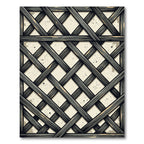 Charcoal Gray Woven Lattice Grid Rug