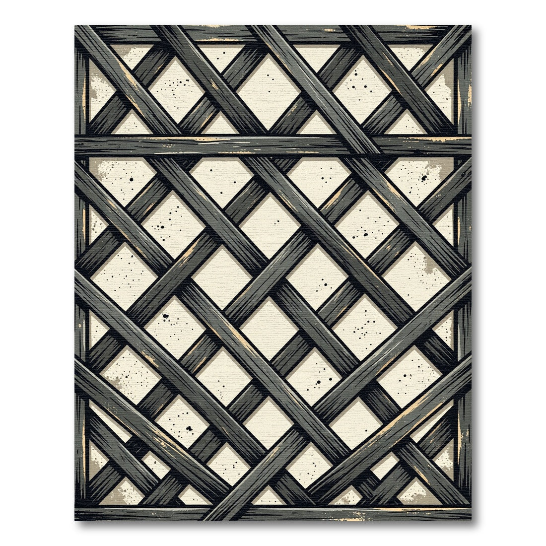 Charcoal Gray Woven Lattice Grid Rug