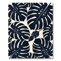 Deep Navy Monstera Tropical Leaves Rug