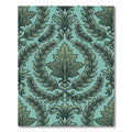 Green Laurel Fern Damask Rug