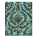 Green Laurel Fern Damask Rug