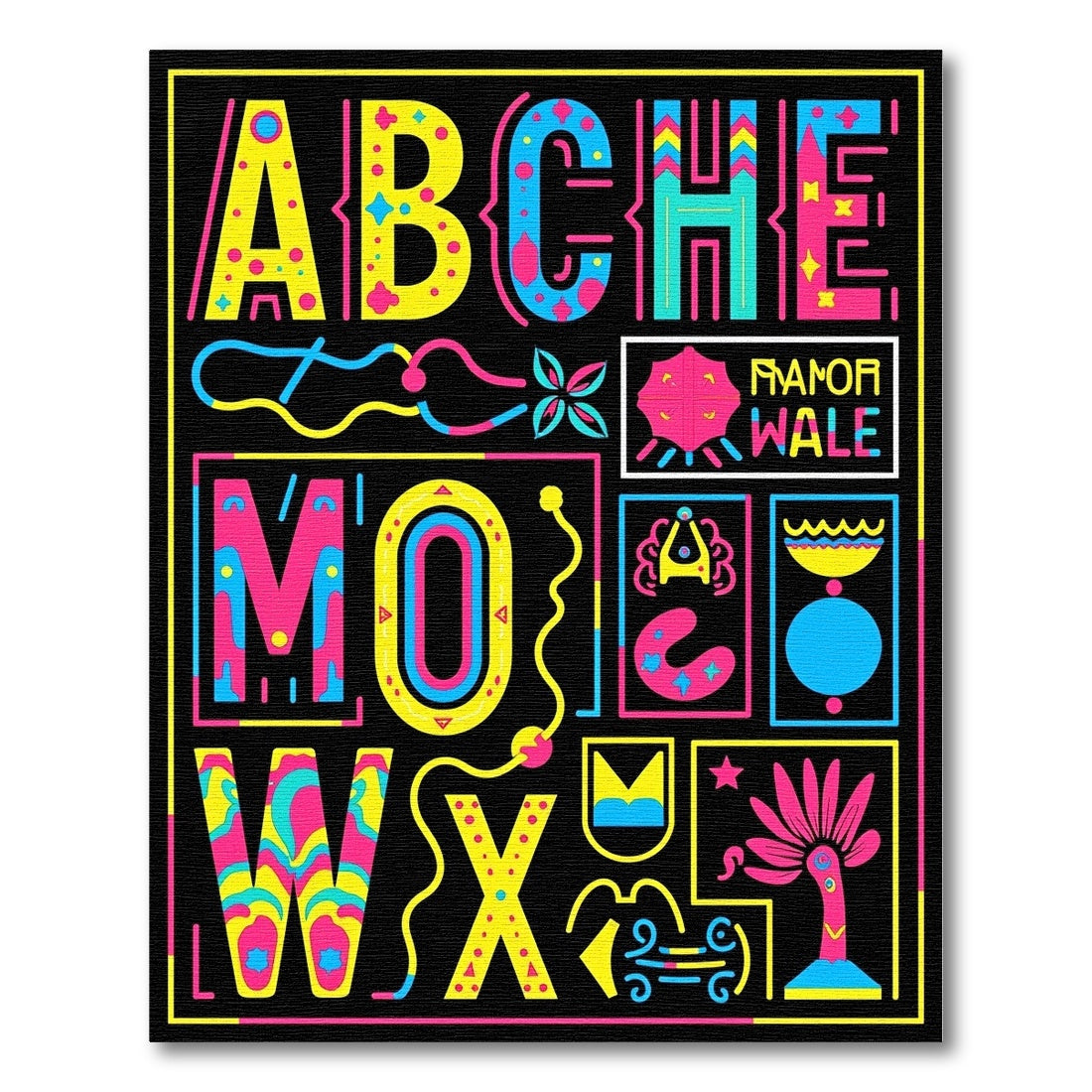 Bold Retro Alphabet Graphic Pillow Rug