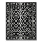 Classic Black Silver Floral Medallion Rug